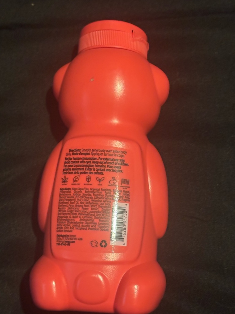 Hempz Strawbeary Bear-Shaped Body Moisturizer - Coral Orange - Picture 2 of 2